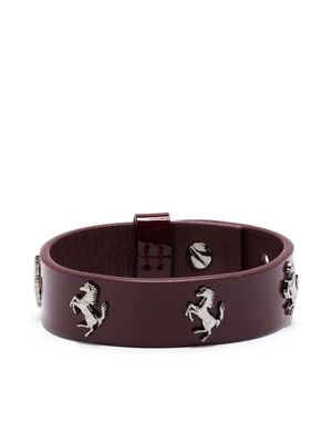 Ferrari logo-plaque leather bracelet - Red