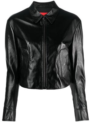 Ferrari logo-plaque patent leather jacket - Black