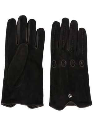 Ferrari logo-plaque suede gloves - Black