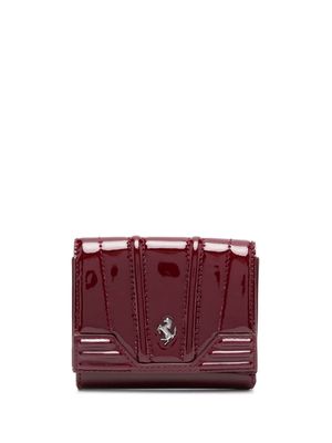 Ferrari logo-plaque tri-fold leather wallet - Red
