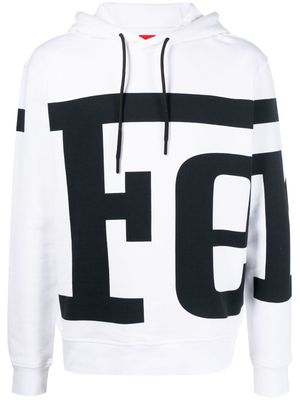 Ferrari logo-print cotton hoodie - White