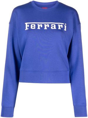 Ferrari logo-print cotton sweatshirt - Blue
