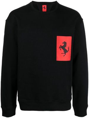 Ferrari logo-print crew-neck sweatshirt - Black