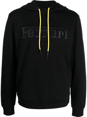 Ferrari logo-print long-sleeve hoodie - Black