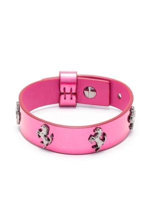 Ferrari metallic-finish leather bracelet - Pink