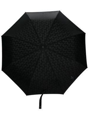 Ferrari monogram-pattern leather-handle umbrella - Black
