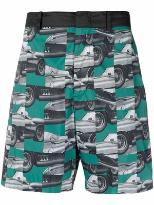 Ferrari patchwork photograph-print shorts - Black