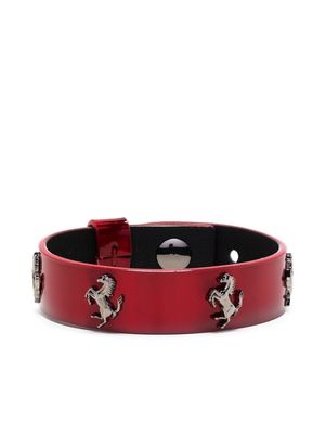 Ferrari prancing horse-plaque leather bracelet - Red