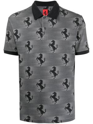 Ferrari Prancing Horse-print polo shirt - Grey