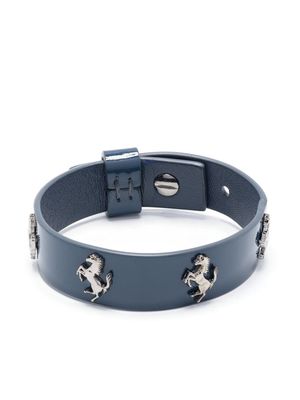 Ferrari Prancing Horse studded leather bracelet - Blue
