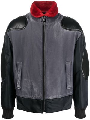 Ferrari shearling-trim zip-up leather jacket - Black