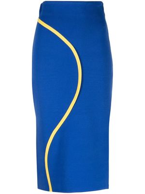 Ferrari two-tone knitted midi skirt - Blue