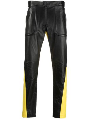 Ferrari two-tone leather trousers - Black