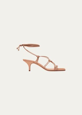 Festa Knotted Leather Ankle-Wrap Sandals