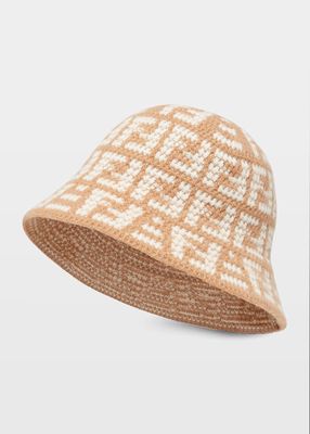 FF Jacquard Cashmere-Blend Bucket Hat