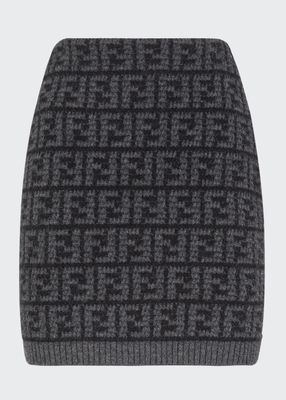 FF Logo Crochet Cashmere Mini Skirt