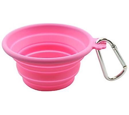 FFDPet Travel Bowl for Dogs & Cats Medium 26.5- oz Pink