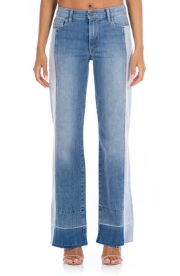 Fidelity Denim Katie Colorblock High Waist Flare Jeans in Amelia Blue