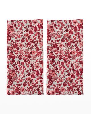 Field of Flowers Kitchen Towels, Set of 2 - Ruby