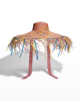 Fiesta Frayed Large-Brim Sun Hat