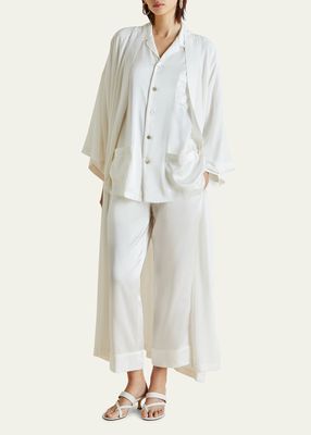 Fifi Cropped Silk Pajama Set