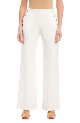 FIFTEEN TWENTY Button Accent Flare Pants in Off White