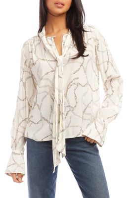FIFTEEN TWENTY Chain Print Tie Neck Blouse
