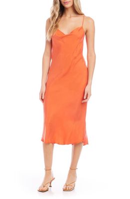 FIFTEEN TWENTY Cowl Neck Bias Cut Midi Slipdress in Orange