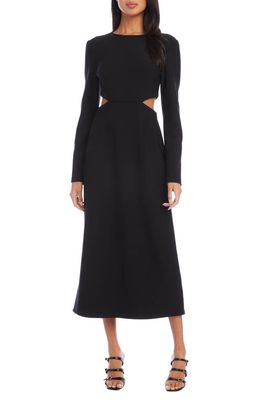 FIFTEEN TWENTY Cutout Long Sleeve Midi Dress in Black