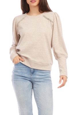 FIFTEEN TWENTY Embellished Juliet Sleeve Top in Oatmeal