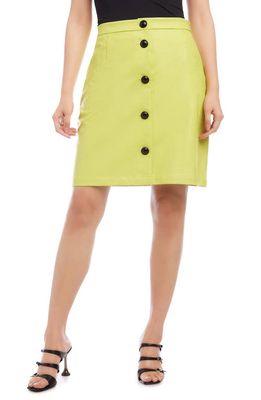 FIFTEEN TWENTY Faux Leather A-Line Skirt in Lime