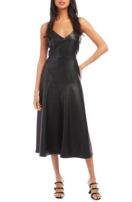 FIFTEEN TWENTY Faux Leather Midi Dress in Black