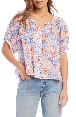 FIFTEEN TWENTY Floral Cotton Button-Up Peasant Top in Floral Print