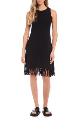 FIFTEEN TWENTY Fringe Sleeveless Jersey Dress in Black