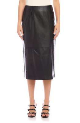 FIFTEEN TWENTY Front Slit Faux Leather Midi Skirt in Black
