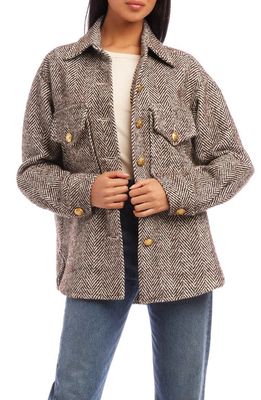 FIFTEEN TWENTY Herringbone Shirt Jacket in Brown