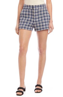 FIFTEEN TWENTY Plaid Tweed Shorts in Blue Plaid