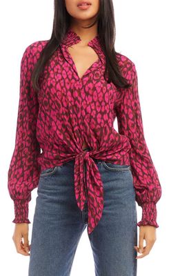 FIFTEEN TWENTY Print Tie Front Top in Leopard