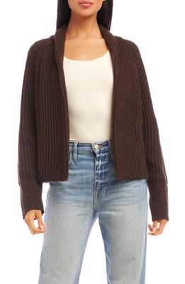 FIFTEEN TWENTY Ribbed Open Front Crop Cardigan in Brown