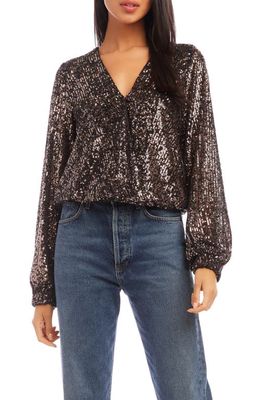 FIFTEEN TWENTY Sequin Wrap Top in Brown