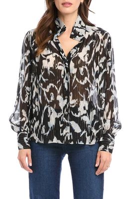 FIFTEEN TWENTY Shirred Button-Up Blouse in Print
