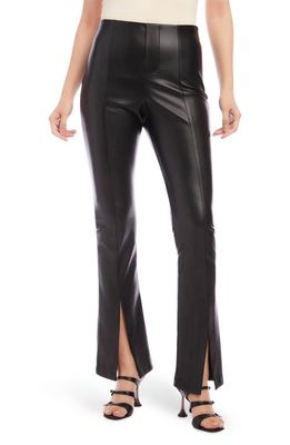 FIFTEEN TWENTY Slit Hem Faux Leather Pants in Black