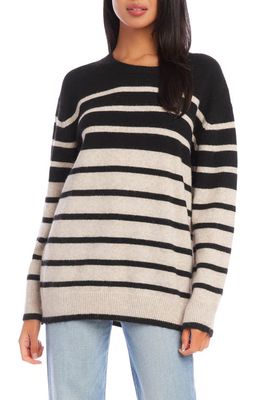 FIFTEEN TWENTY Stripe Oversize Sweater in Black Stripe