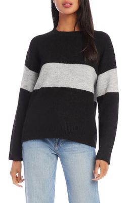 FIFTEEN TWENTY Stripe Oversize Sweater in Black