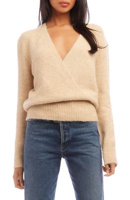 FIFTEEN TWENTY Surplice Neck Sweater in Dark Oatmeal