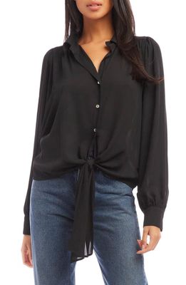 FIFTEEN TWENTY Tie Front Blouse in Black