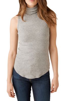 FIFTEEN TWENTY Turtleneck Sleeveless Ribbed Sweater in Gray