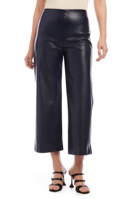 FIFTEEN TWENTY Wide Leg Crop Faux Leather Pants in Navy