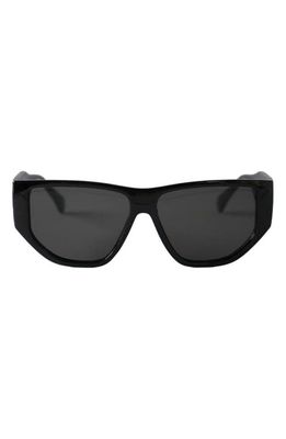 Fifth & Ninth Ash 56mm Polarized Geometric Sunglasses in Black/Black