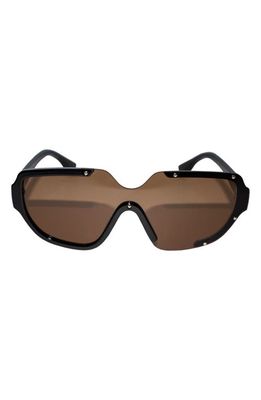 Fifth & Ninth Jolie 71mm Oversize Polarized Square Sunglasses in Black/Brown